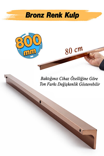 Badem10 Mâner pentru dulap de bucătărie, metal de culoare bronz, 800 mm, 80 c...