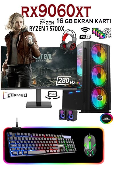 Apphirex RİSE X94 Ryzen 7 5700X 32GB 1TB M2 SSD RX9060XT 16GB 27' 280Hz Masaü...