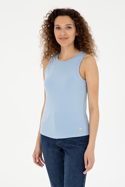 U.S. Polo Assn. Women's Blue Crew Neck Sleeveless T-Shirt -Vr003
