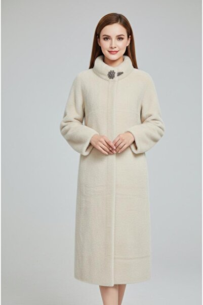Rabiossa Women's Long Coat with Brooch