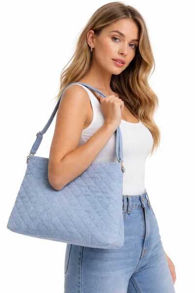 eva clothing Women's Quilted Shoulder Bag with Strap