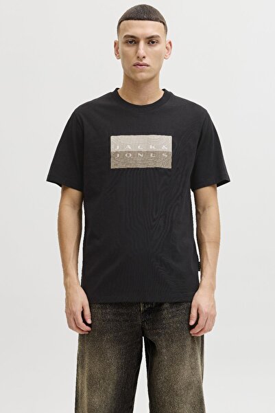 Jack & Jones Jcofusion majica sa točkastim printom Ss Crew Sn crna muška T-sh...
