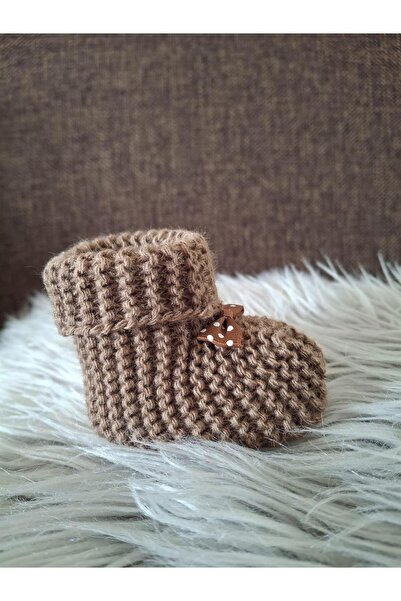 craftbaskitasarim Triko Bebek Patik Kahverengi