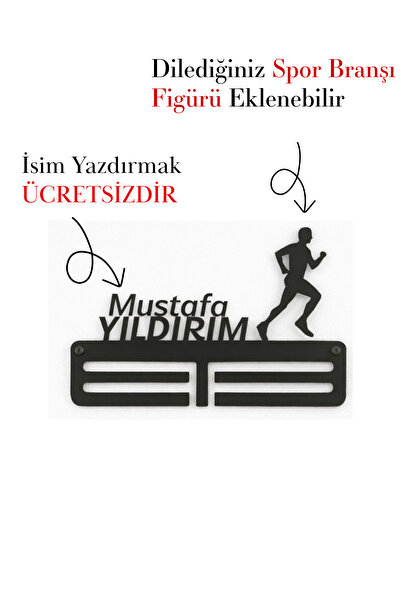 3art Metal Kişiye Özel İsimli Madalya Askılığı - Sporcu Madalya Askısı - Duvar Tipi Madalya Standı
