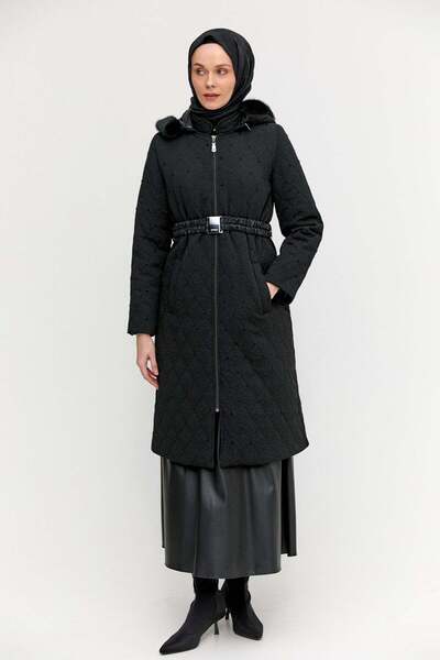 Setrms Seyyar Kapüşonlu Taşlı Kaban