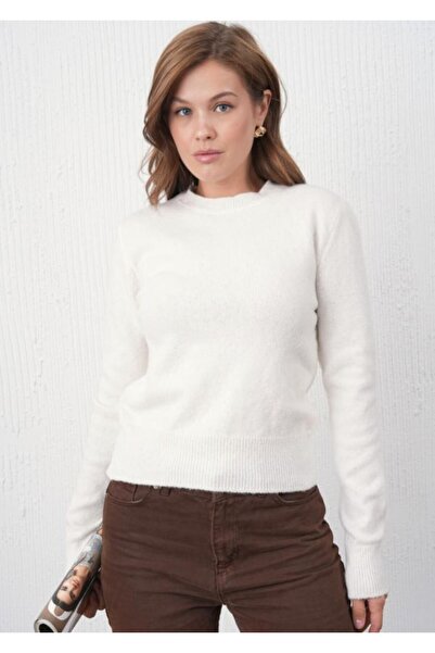 fuşyha butik Parlak Simli İnce Kumaş Dokulu Triko Kazak