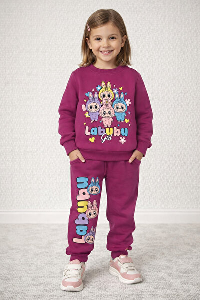 ALKINKİDS طقم رياضي للفتيات من عمر 4-10 سنوات مكون من خيطين، مبطن بالصوف ألوا...