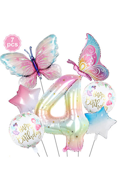 Choice 5-4 7pcs Butterfly Balloon Set 40inch Gradient Colorful Number 1-9 Foi...