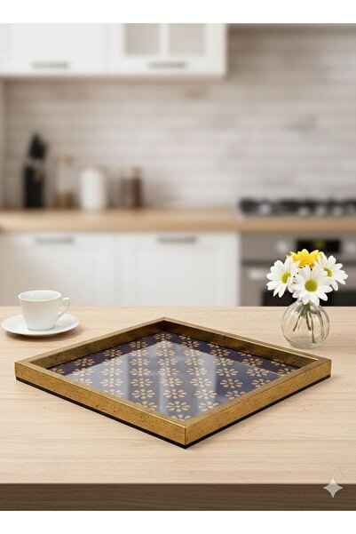 Sembol Decorative Tray with Gold Frame 30X30 cm