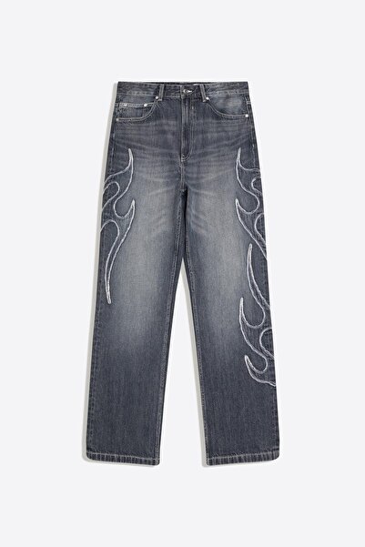 Bershka Yamalı baggy fit jean