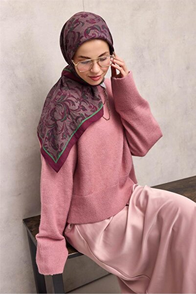 Silk Home Viscose Velora Scarf Four Seasons Baroque Floral Pattern Eggplant P...