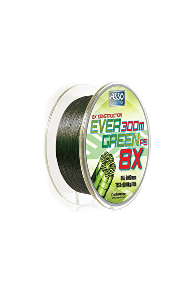 ASSO Ever Green 8 Fir de pescuit împletit cerat 300MT NO: 0,36MM / 300MT. / 5...
