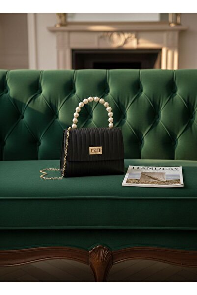 Handley Geantă de mână și de umăr cu curea tip lanț încrucișat și mărgele