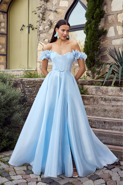 ÖMÜR INN Kadın Göğüs Kısmı Taş İşlemeli Korsajlı Uzun Abiye Elbise 6471 Bebe ...