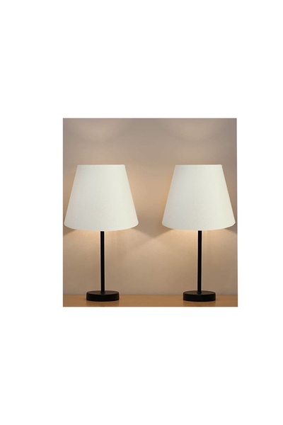 Vivense EVLİGHT BLACK İKİLİ ABAJURMASA LAMBASI, METAL, BEYAZ