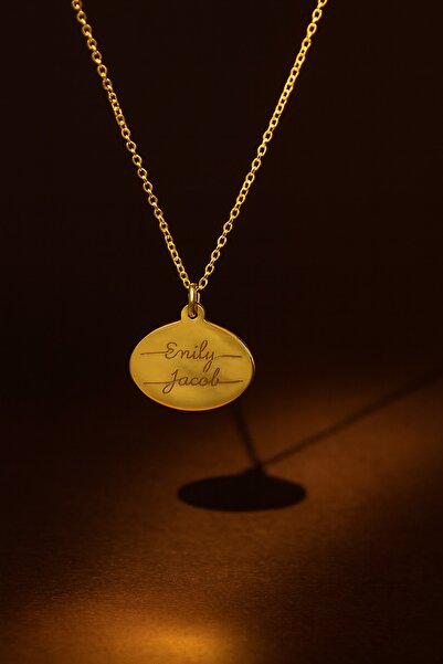 El Takı 925 Ayar Gümüş Zincirli Kişiye Özel İki İsimli Oval Kolye – Bujiteri ...