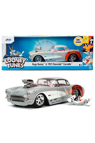 Jada لعبة لوني تونز باجز باني وسيارة شيفروليه كورفيت 1957 بمقياس 1:24 مع شخصي...