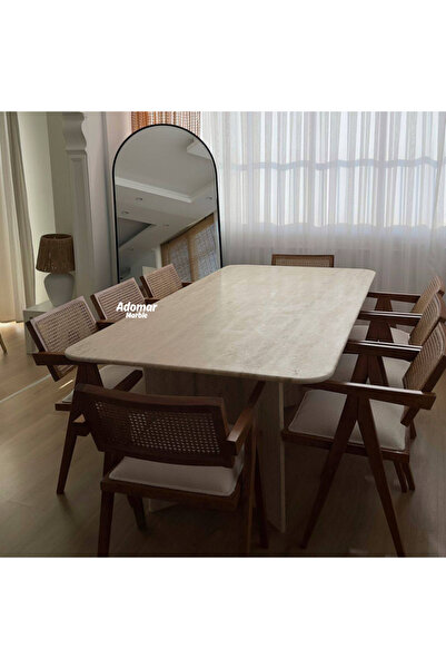 adomarmarblehandmadeandluxury Traverten Yemek Masası