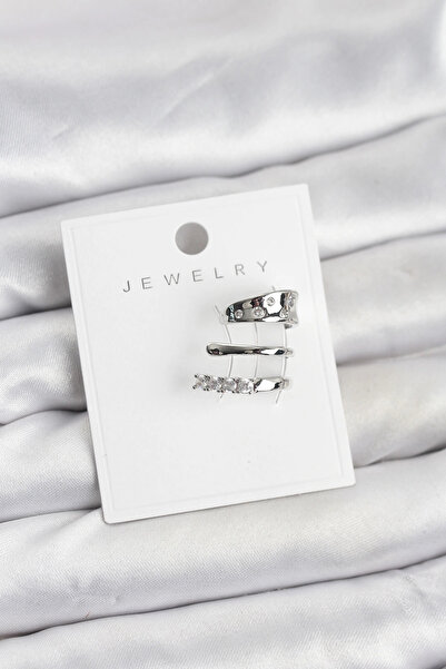 shopwave أقراط من حجر الزركون الفضي اللون مصنوعة من النحاس