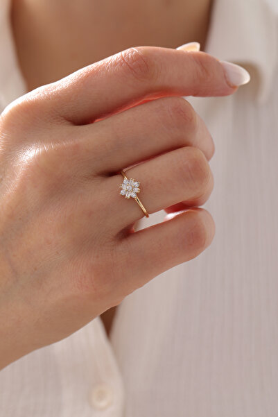 YAVUZ KUYUMCULUK 14 Ayar Altın Baget Çiçek Yüzük