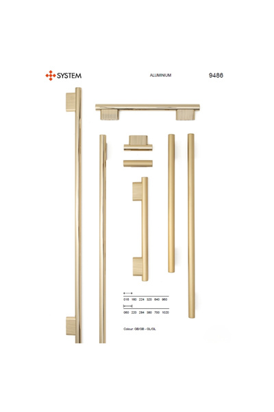 System 9486 Modern Düz/Çizgili Kulp Altın Saten Renk 960 mm (iki delik arası mesafe)