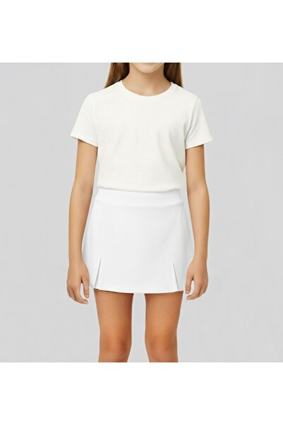 MRDN MODA Kız çocuğu beli lastikli çift yırtmaçlı arkası şort görünümlü mini ...