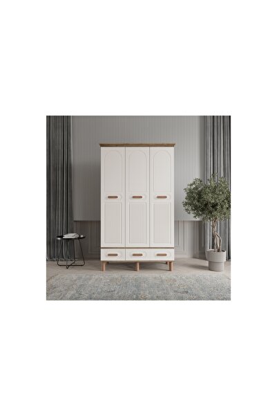 Vivense Safir Gardırop Krem, 3 Kapaklı