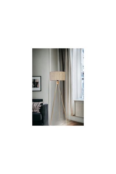 Vivense FISCO TRİPOD LAMBADER, ESKİTME SİLİNDİR BAMBU SIFIR DOKUZ ABAJURLU