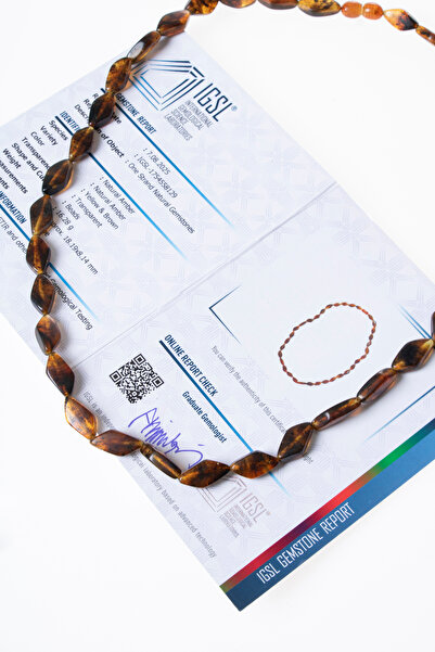 OSMANLI DOĞAL TAŞ Certified Amber Necklace (S.K:306)