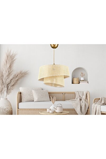 Vivense EVLİGHT EFTELYA HAZERAN RATTAN 2 KATLI SARKIT AVİZE, KREM