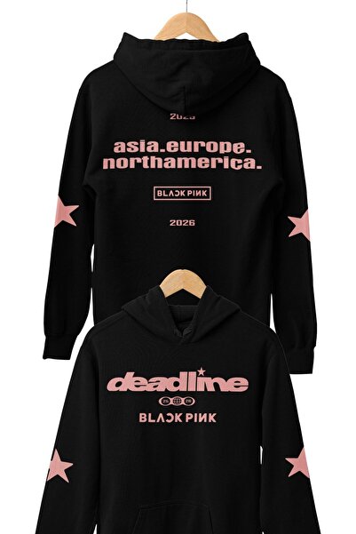 Fuddy Moda سويت شيرت للجنسين من Deadline Star Sleeve Back مطبوع بغطاء رأس، قص...