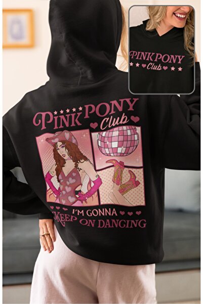 Fuddy Moda سويت شيرت للجنسين من Pink Pony Club مطبوع بغطاء رأس، هوديي بتصميم ...