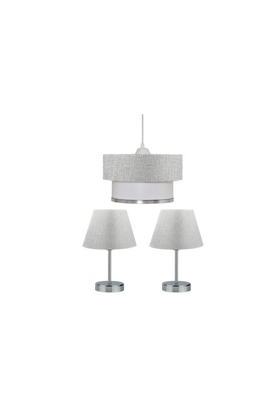 Vivense EVLİGHT GREY AVİZE VE ABAJUR SETİ (GRİ)