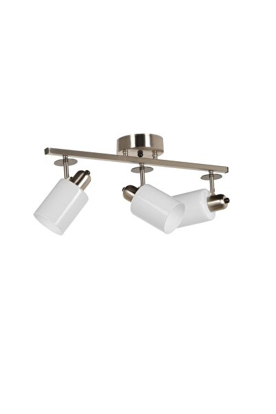 Vivense LUMEXX NOMİ ÜÇLÜ SIRALI MAT KROM BEYAZ CAMLI AVİZE