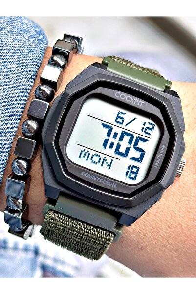 Cockpit Green Color Square Model Digital 3 Atm Waterproof Original Men's Wris...