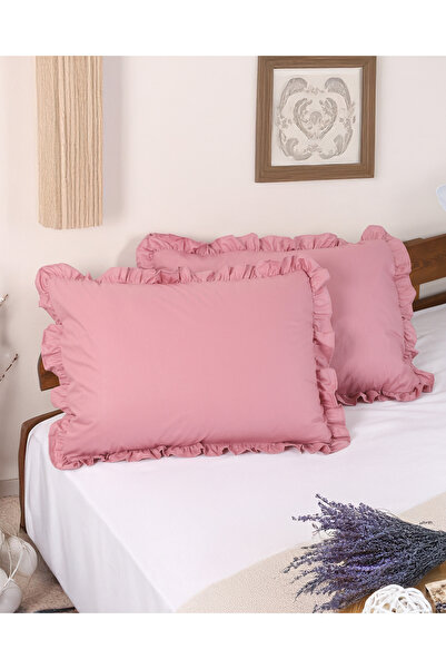 ENESSA 2 Pieces 100% Cotton Ruffled Pillowcase 50X70 cm