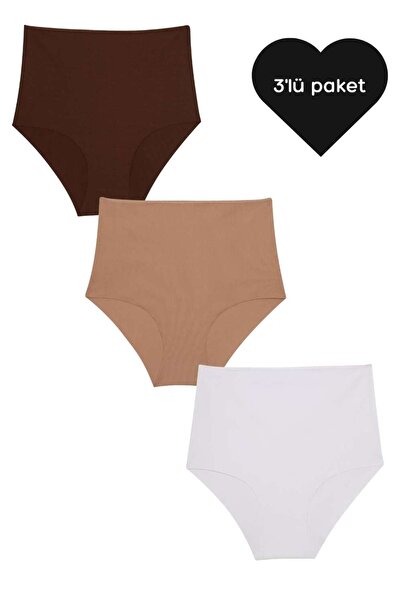 grab me سراويل داخلية عالية الخصر مقطوعة بالليزر - عبوة من 5 قطع - بني، أبيض،...
