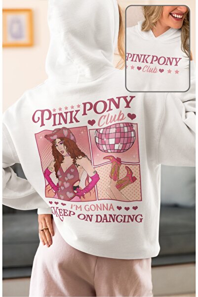 Fuddy Moda سويت شيرت للجنسين من Pink Pony Club مطبوع بغطاء رأس، هوديي بتصميم ...