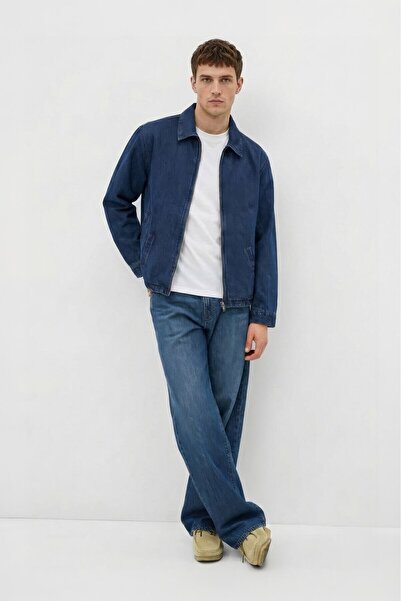 BANNY JEANS Men's Zippered Indigo Loose Fit Jean Jacket