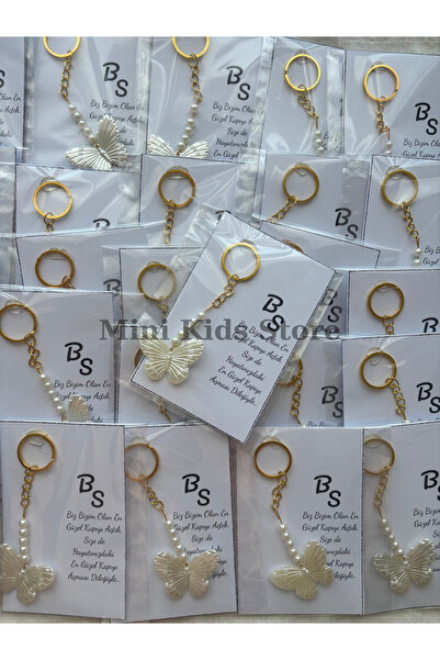 minikidsstore Kelebekli Nişan,Nikah,Kına,Doğum günü Anahtarlık Hediyeliği (10...