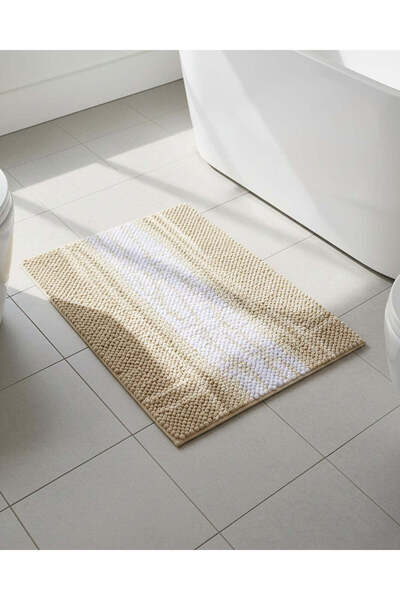 REDTAG Beige Stripe Bobble Bathmat 60 × 90 cm