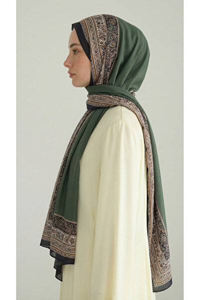 Karaca Eşarp PETRA ETNİK DESENLİ COTTON ŞAL - HAKİ