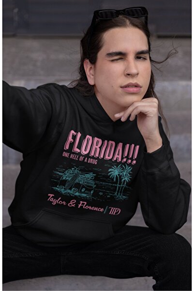 Fuddy Moda سويت شيرت للجنسين من فلوريدا One Hell Of A Drug مطبوع بغطاء رأس، ه...