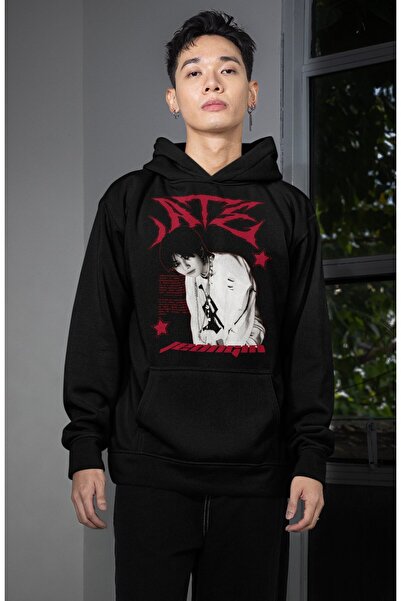 Fuddy Moda سويت شيرت يونيسكس يانغ جيونغ-إن مطبوع بغطاء رأس، هودي قصة فضفاضة ب...