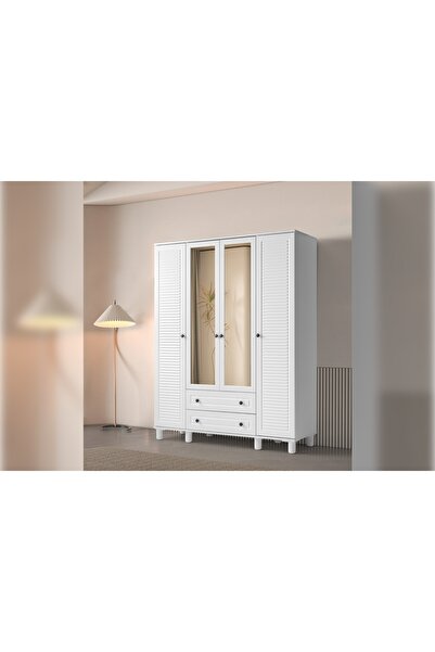 Vivense HİRA GARDIROP, BEYAZ, 4 KAPAKLI