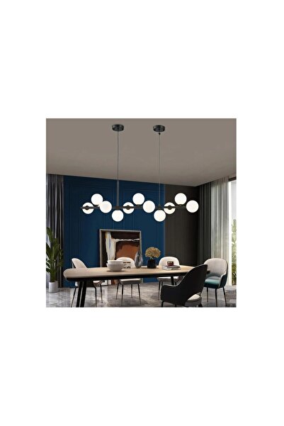 Vivense SELİN 11'Li BEYAZ CAMLI SİYAH AVİZE