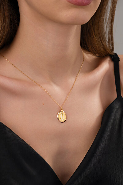 Zeynepli gold & jewelry 14 AYAR ALTIN OVAL Ö HARFLİ KOLYE