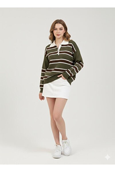 MODA POLO NECK STRIPED SWEATER