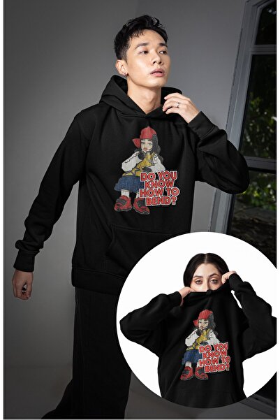 Fuddy Moda Hanorac unisex cu glugă și imprimeu „Do You Now How To Bend” trico...