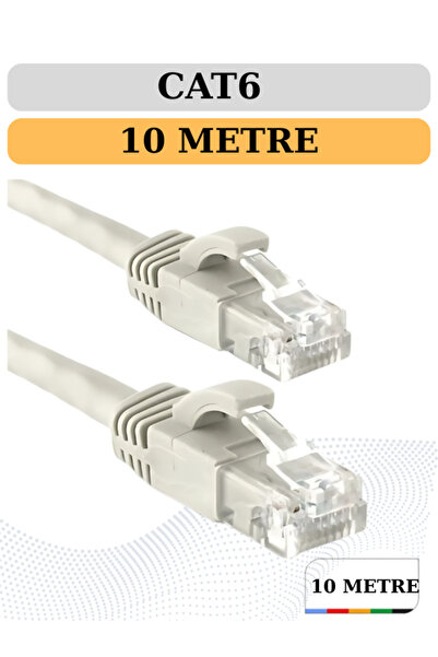 POLOTECH 10 Metre Cat6 Internet Data Kablosu(ETHERNET MODEM RJ45 UÇLU JACKLI ...